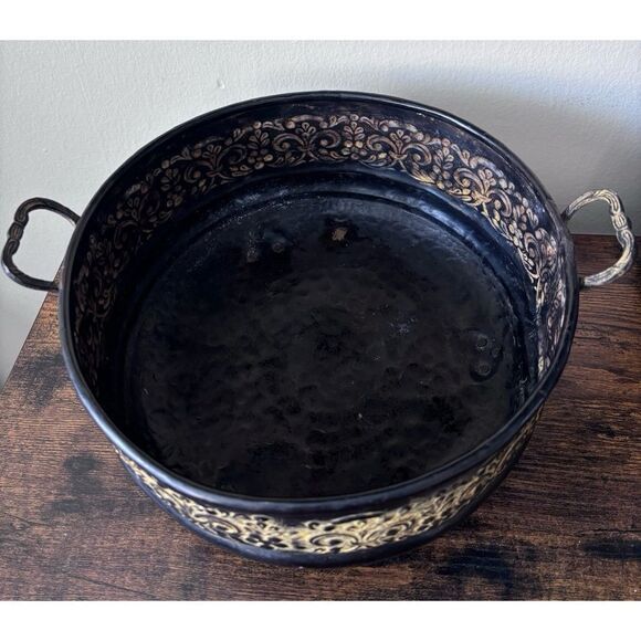 Vintage  French Footed  metal planter or decorative bowl - Picture 4 of 7